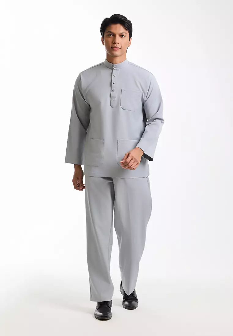 Alain Delon Baju Melayu Cekak Musang Dewasa - 19026001-92LightGrey