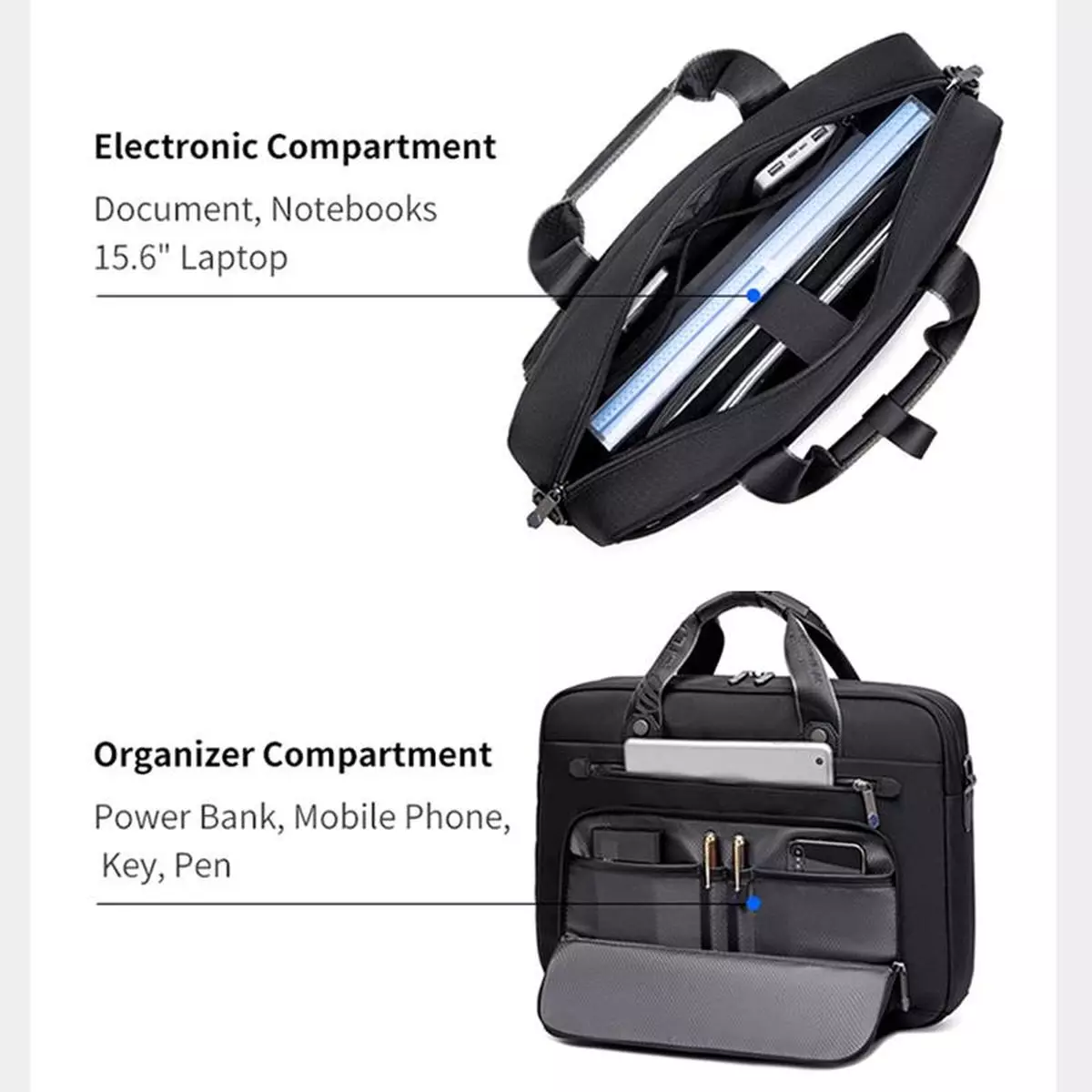 Arctic Hunter Tas Jinjing Kantor Kerja Laptop 15.6Inch Business GW00017 - BLACK