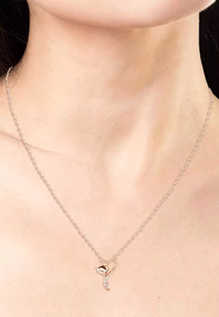 Fox Love Pendant RG - Kalung Crystal by Her Jewellery