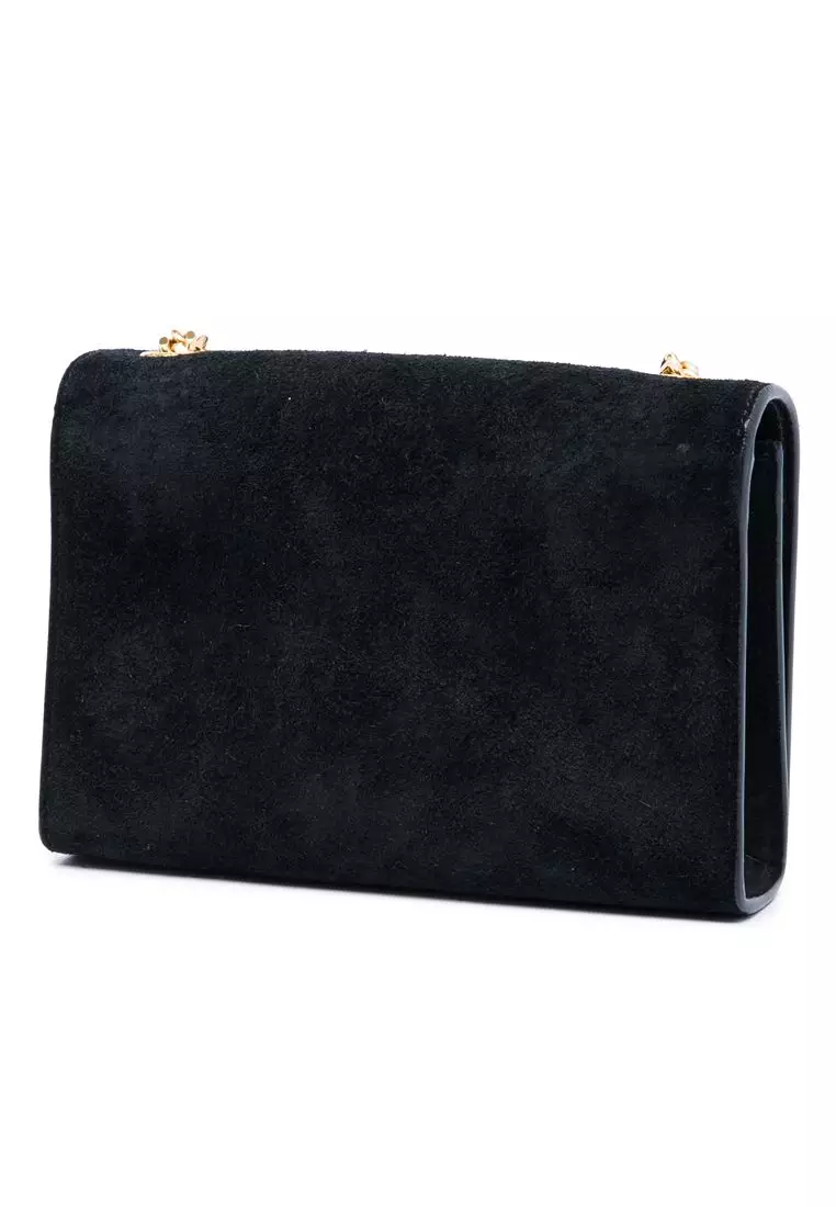 Pre-Loved Saint Laurent Small Suede Monogram Kate Tassel Crossbody