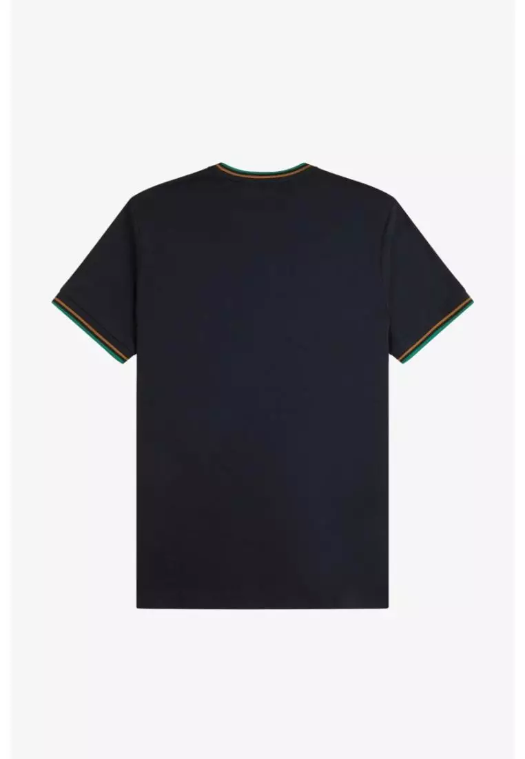 Fred Perry M1588 Twin Tipped T-Shirt (Navy / Dark Caramel / Sport Green)