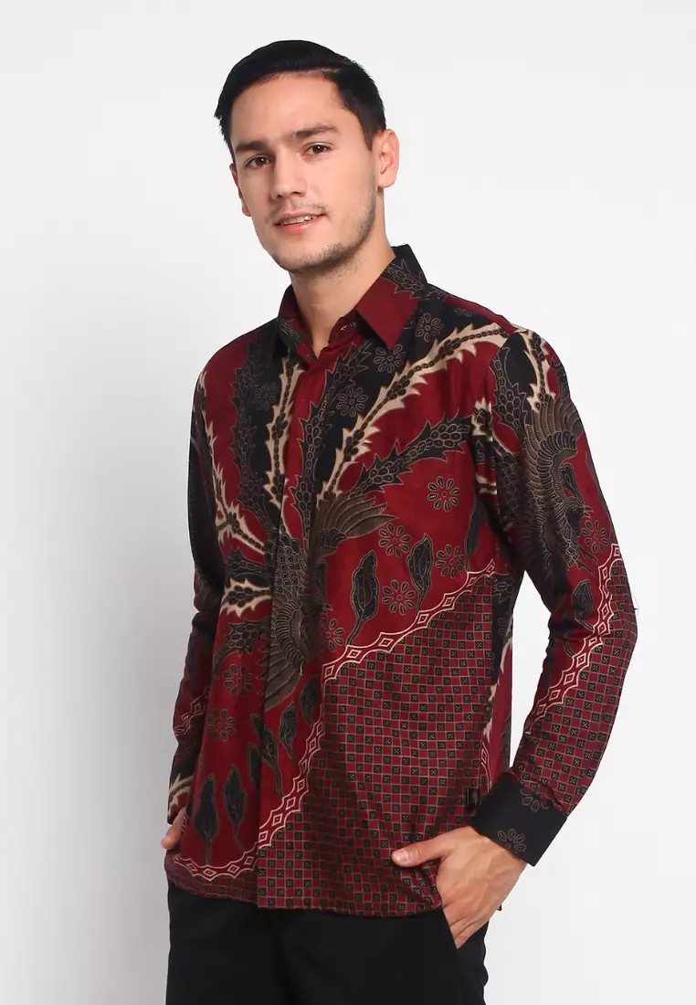Resi Abyasa Red Kemeja Batik Pria Premium Slimfit Modern Lengan Panjang