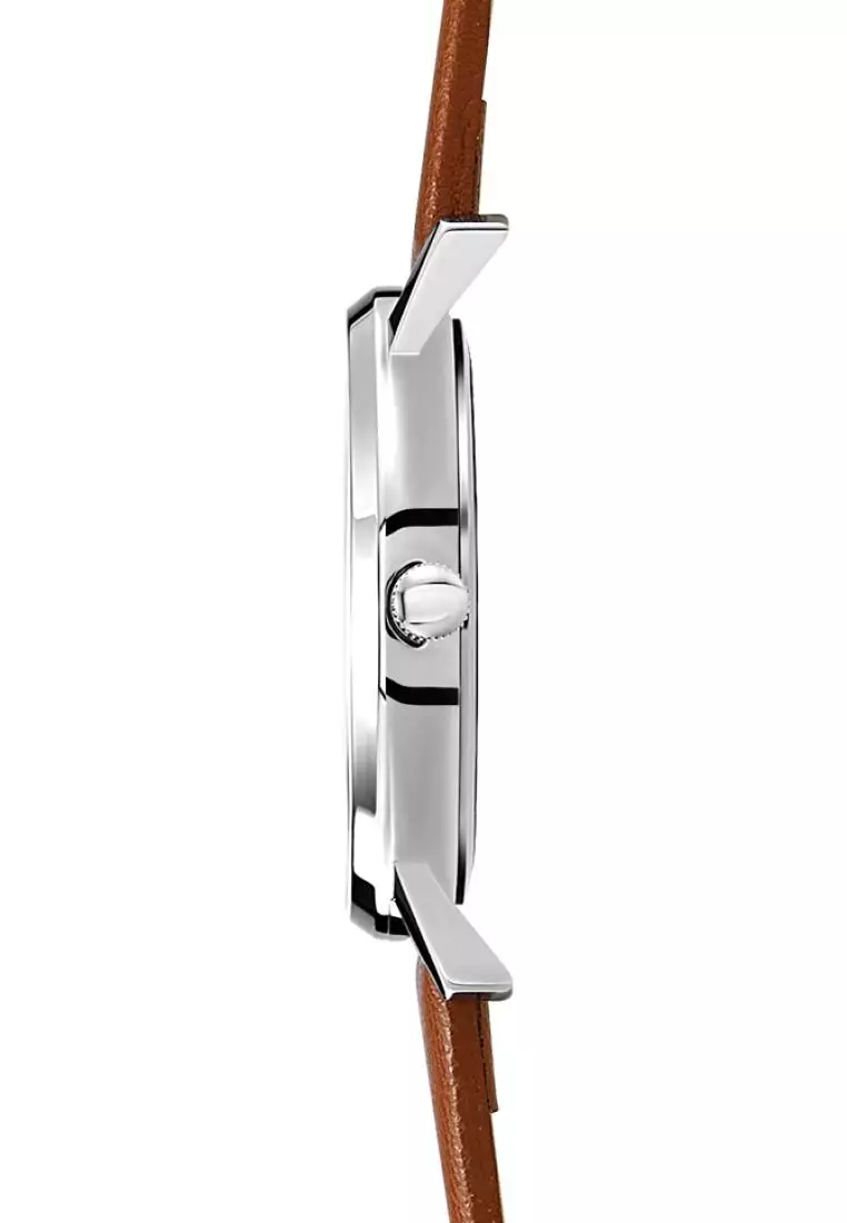 Men's Casual Watch φ39mm Round Dial vegan leather Strap Bauhaus Style Calendar Function Waterproof Watch Orton-Brown