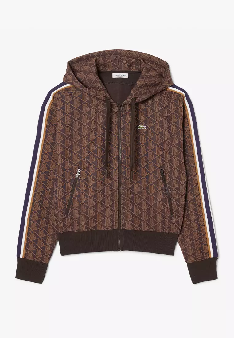 Monogram Jacquard Zip Front Hoodie