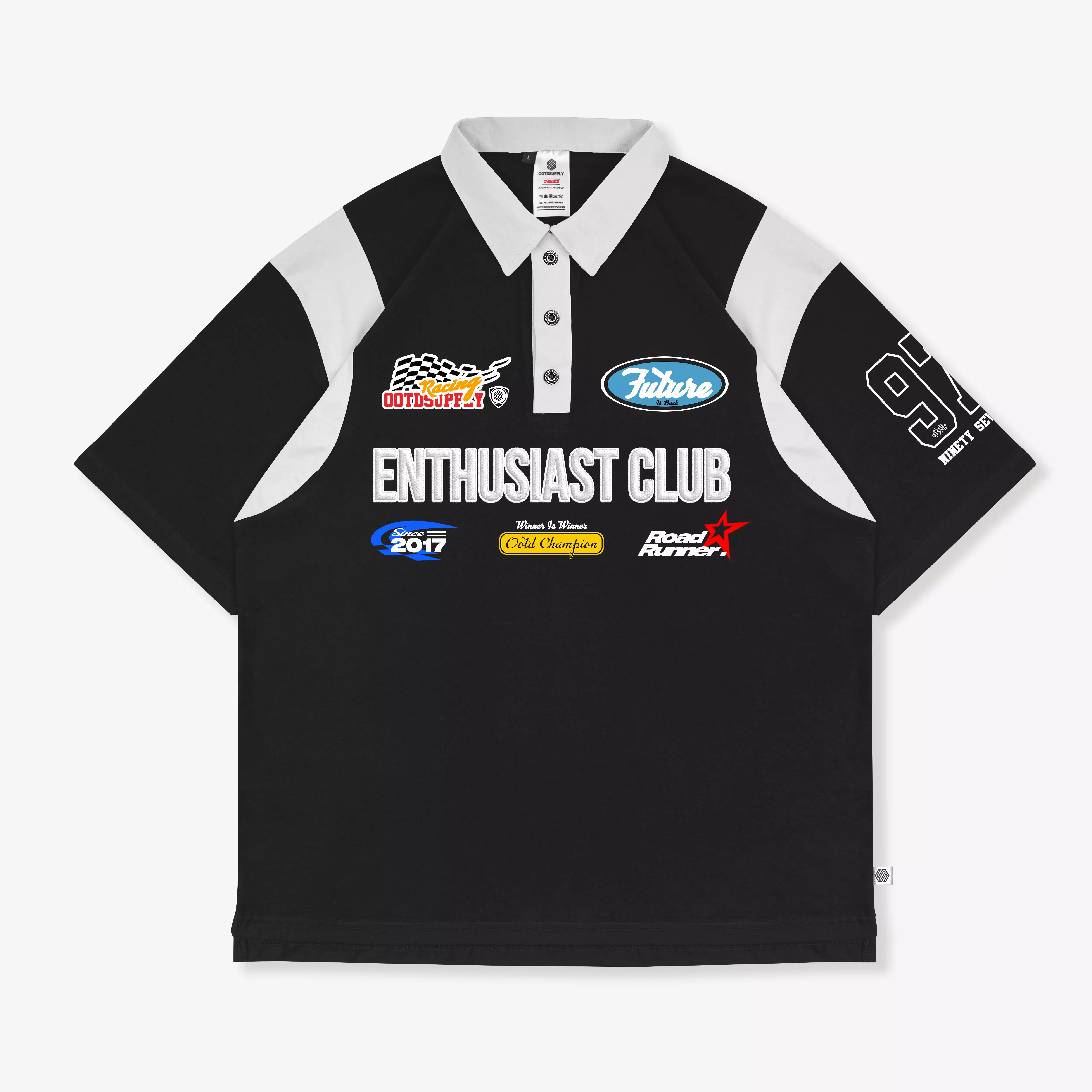 OOTDSUPPLY Oversize Rugby Polo Shirt OOTD Runner Combination | Kaos Polo Pria dan Wanita OVZ-PSR030