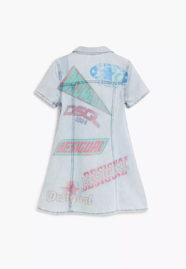 Logo-Print Denim Shirt Dress