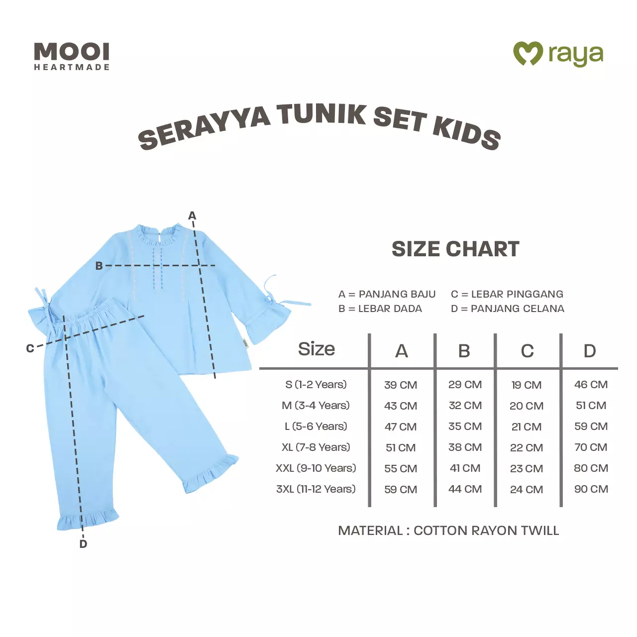 Mooi Setelan Anak Perempuan Raya Collection Serayya Tunik Set Basic Series 2026 - Red Burgundy