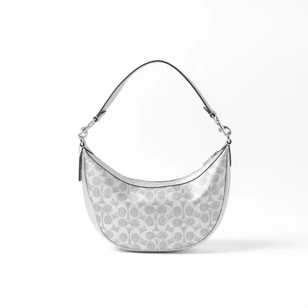 Tas COACH ARIA MONOGRAM METALLIC SILVER HOBO BAG WITH LS 100% ORIGINAL