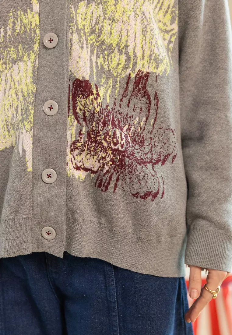 Kami Rheyna Embroidery Cardigan Dark Grey