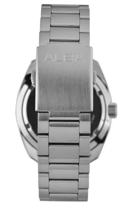 Jam Tangan Pria Alba Sport AS9U71 AS9U71X1 Strap Stainless Steel Silver Color Green Case Black Dial Original Garansi Resmi