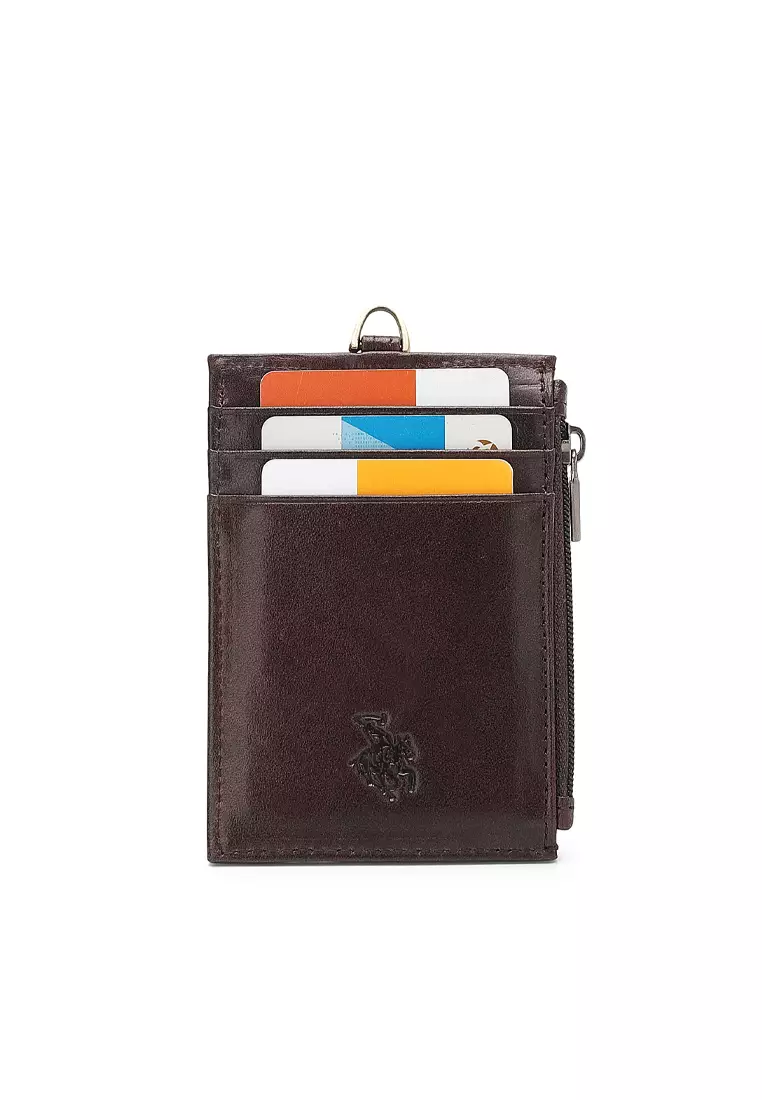 Genuine Leather RFID Lanyard - Brown