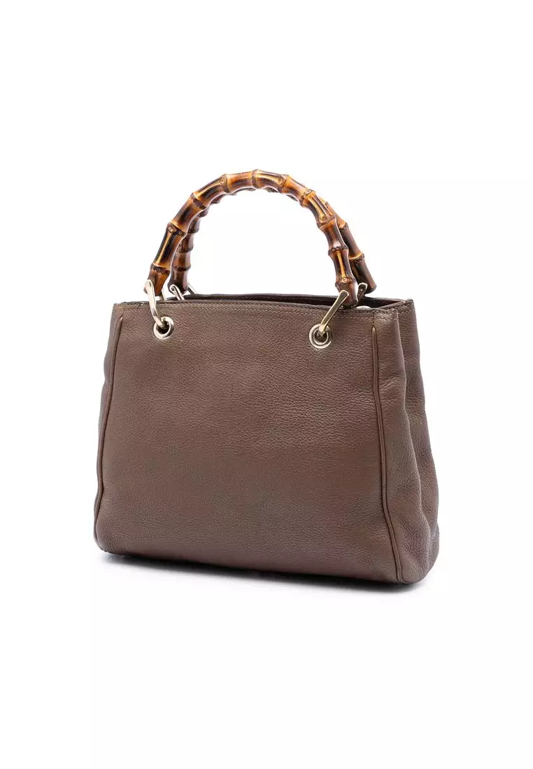Pre-Loved Gucci Small Calfskin Bamboo Shopper Satchel