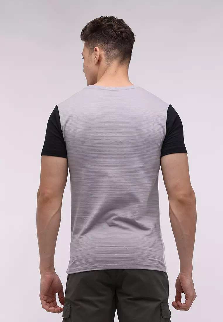 Round Neck Streaky Short Sleeves T-Shirt