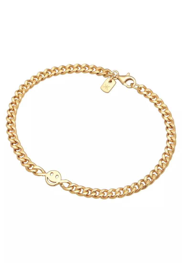 EXCLUSIVE Gelang Perhiasan Perak 925 Pria Smile Basic Gold Plated