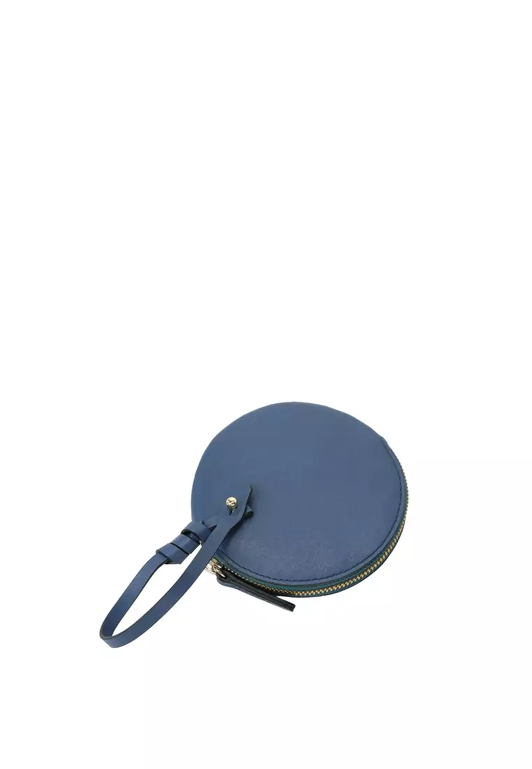 Strap Round Zip Card Case - Cobalt