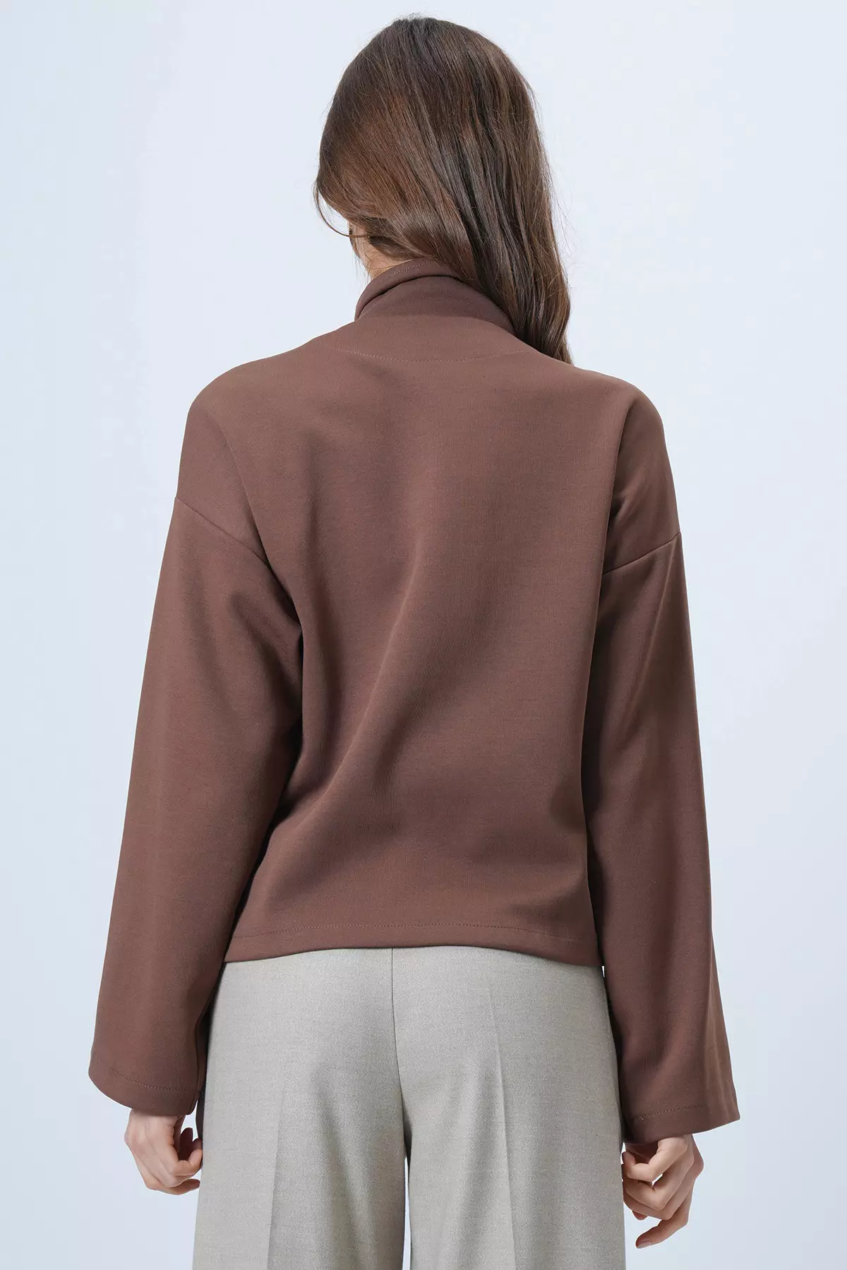 Brown Scarf Detailed Buttoned Jacket Alc-X14669