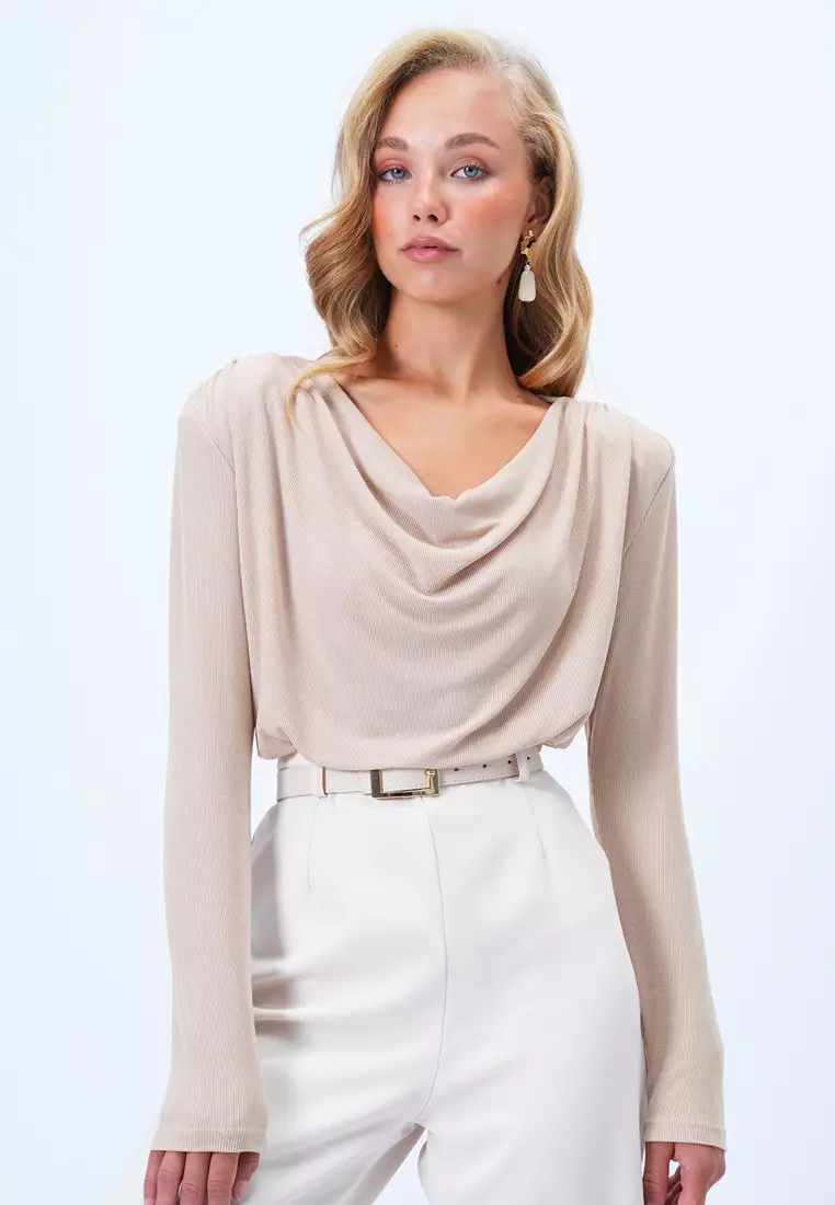 Cowl Neck Draped Blouse