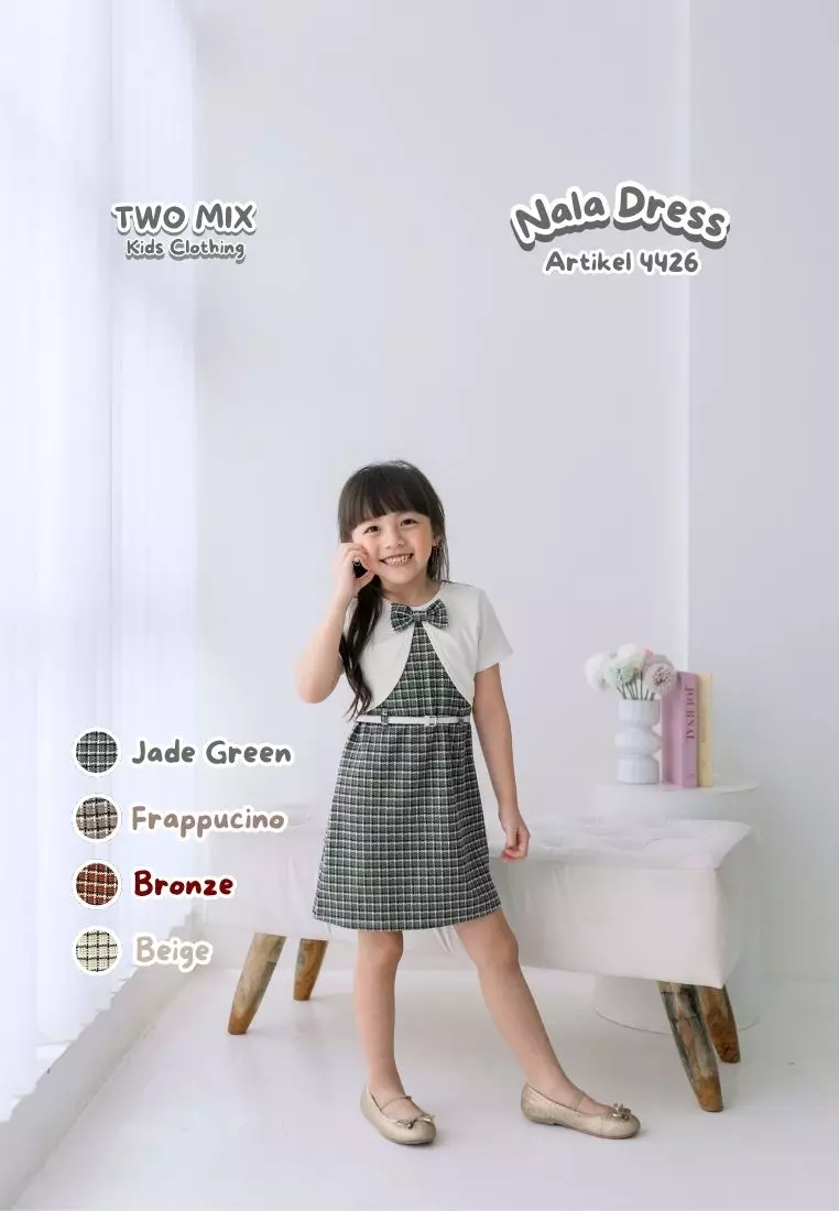 Two Mix - Nala Dress Anak Cewek - Dress Anak Korean Style 1-8 Tahun 4426 Beige