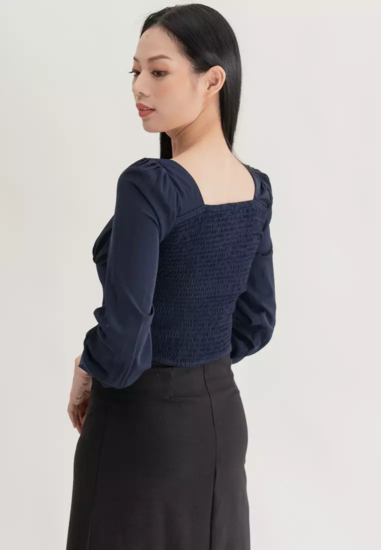 极简风长袖短上衣