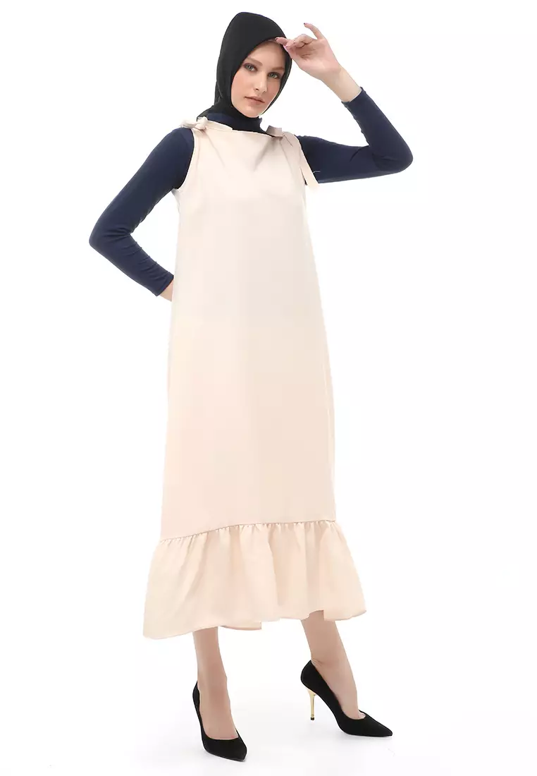 Bilqis Overall Panjang Wanita Rampel Kodok Long Sleeve Regular Fit - Kream