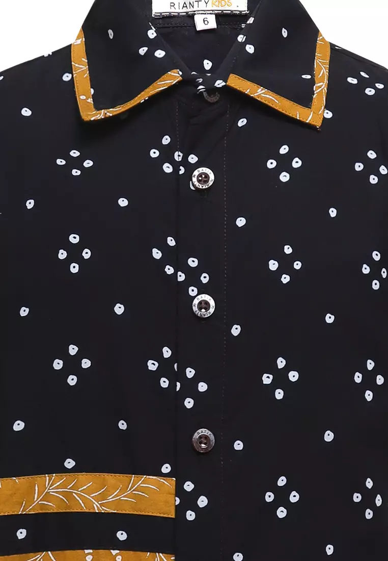 Hem Anak Batik Laki Laki Lengan Pendek Arga Hitam