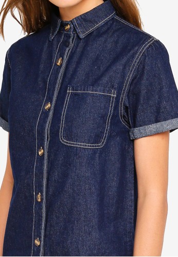 Jual ZALORA BASICS Basic Denim  Shirt Dress Original 