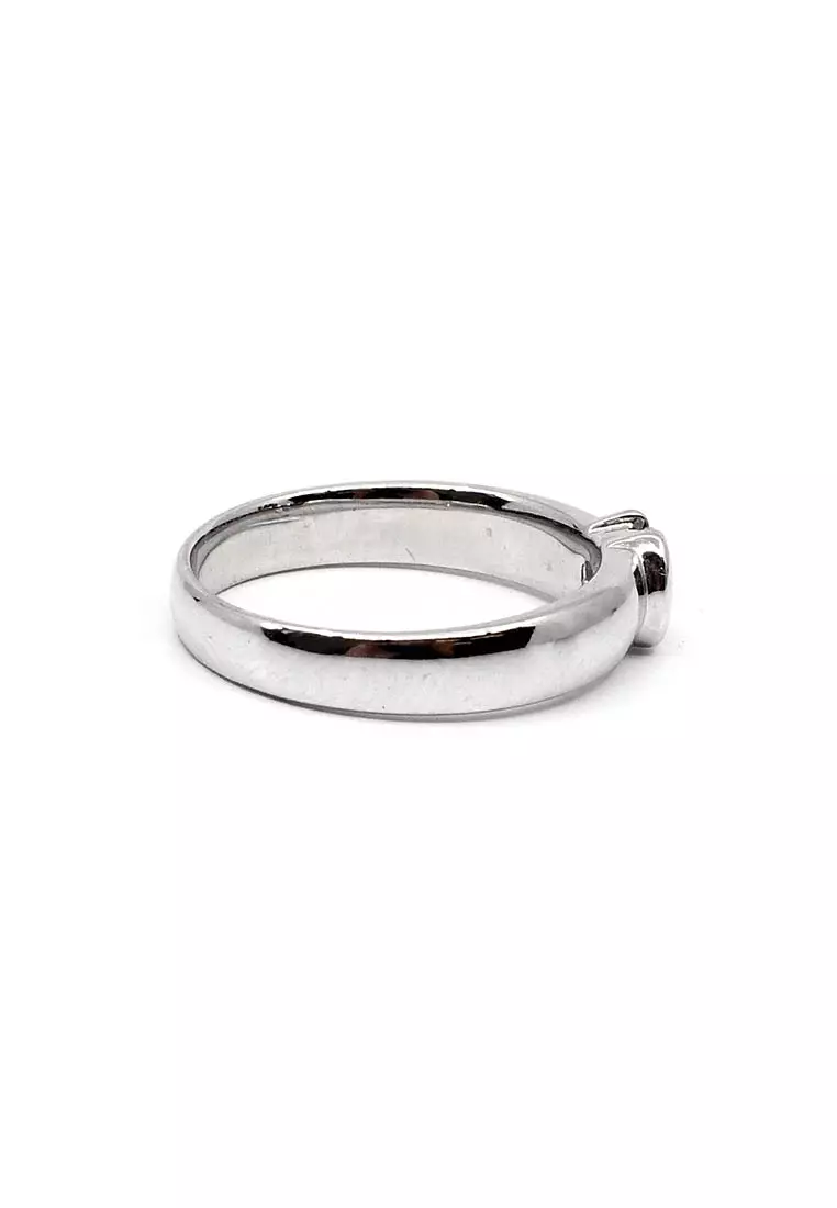 18K Italian Made White Gold Lady Ring with Diamonds