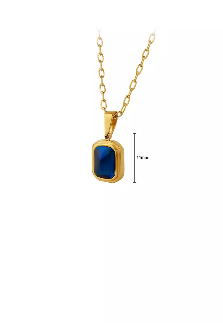 Gold necklace top with blue pendant