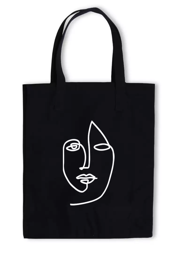 AMC77 totebag aesthetic kanvas pria wanita hitam black art face