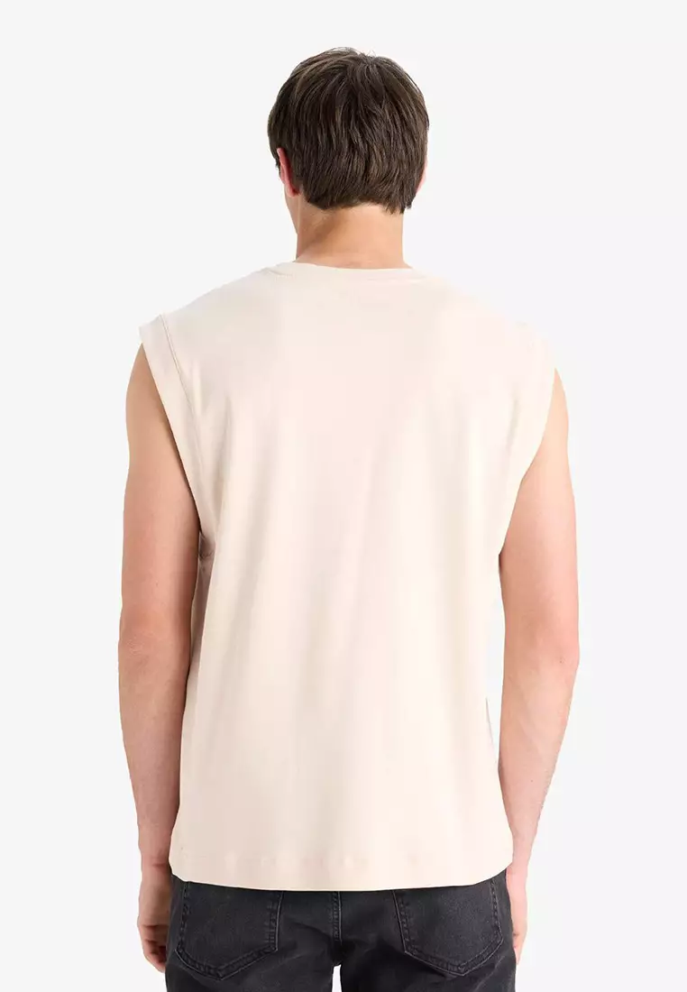 100% Cotton Boxy Fit Crew Neck Printed Tank Top C5040Ax25Hs