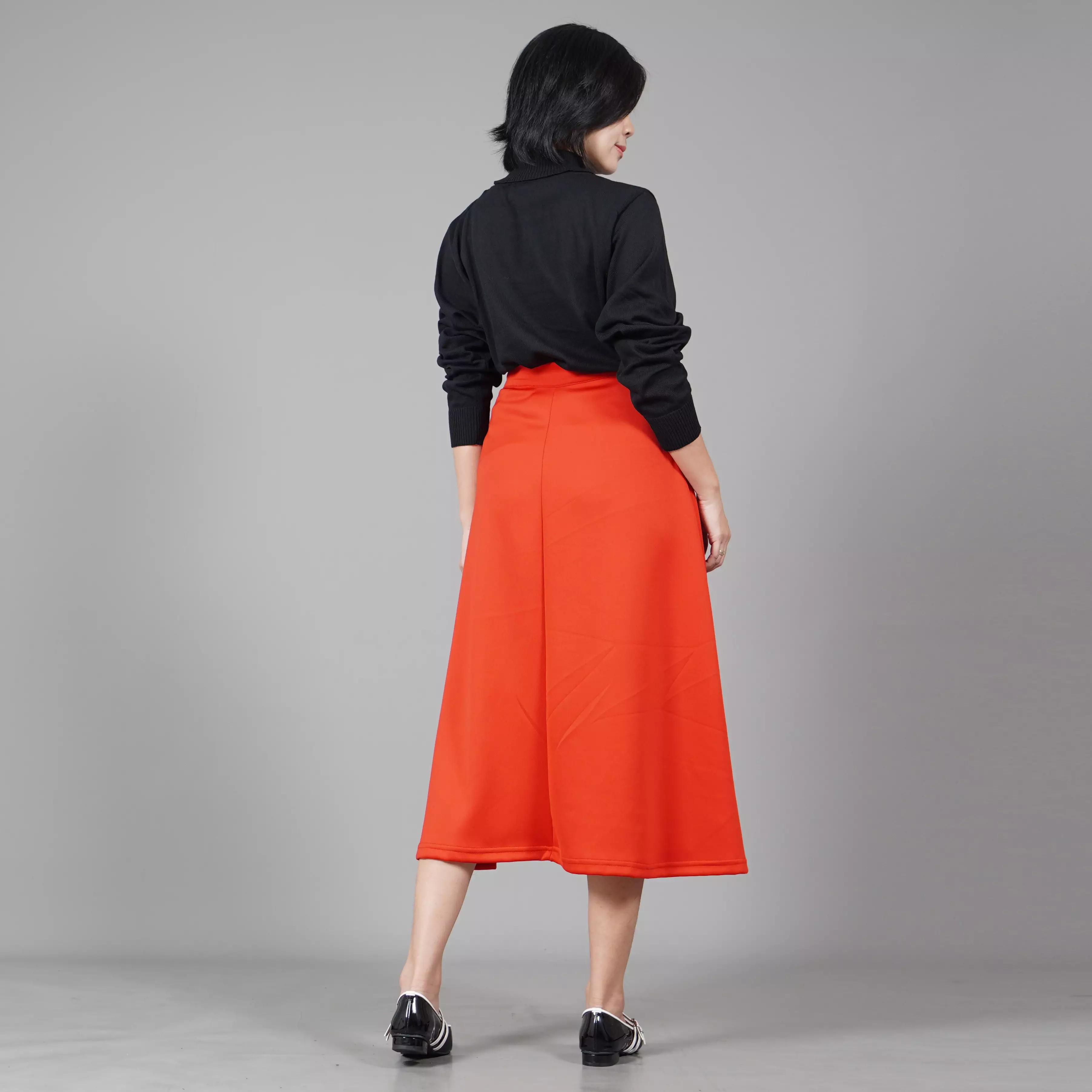  REBECA Rok Flare Rok Midi Flare Skirt - MERAH