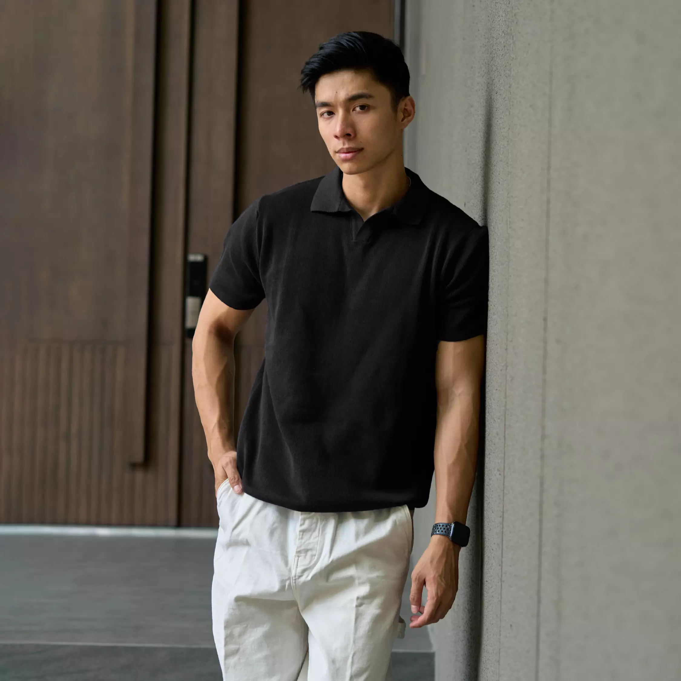 Kale Ronald Black/ Polo Shirt rajut premium berbahan dasar cotton wool