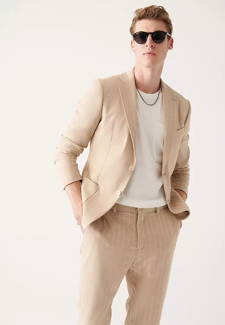 Linen Blend Slim Fit Jacket