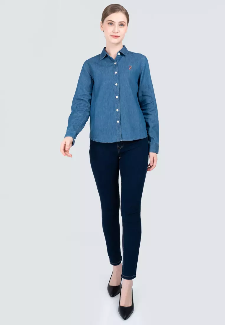 Polo Haus - Women’s Signature Fit Denim Long Sleeve Shirt WWLSV002