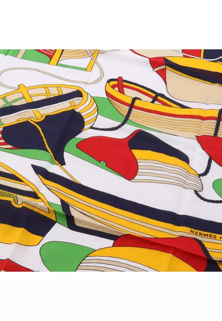 Hermès Pre-Loved Hermès THALASSA large size scarf cotton white