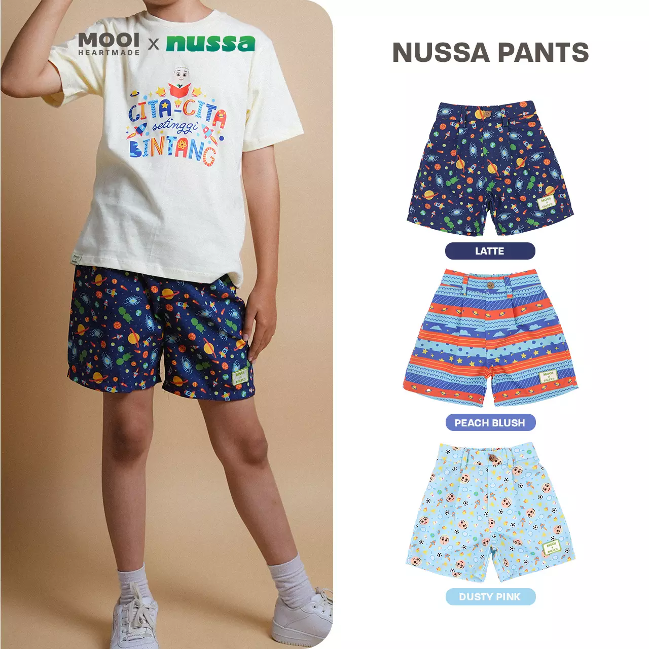 Mooi x Nussa Celana Pendek Anak Nussa Pants - Sky Blue