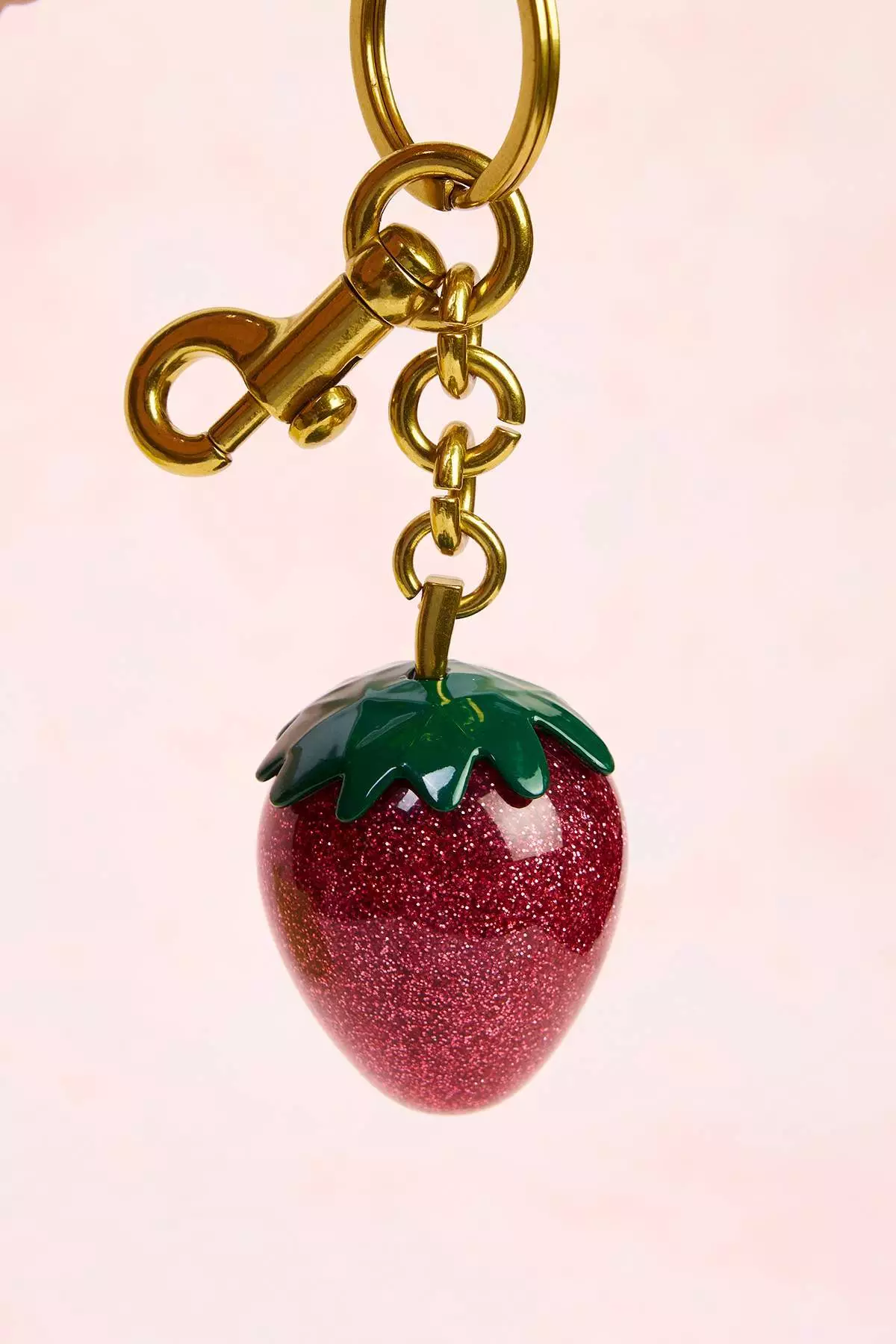 Red Strawberry Gold Detailed Charm Bag Ornament Accessory Takss25Da00005