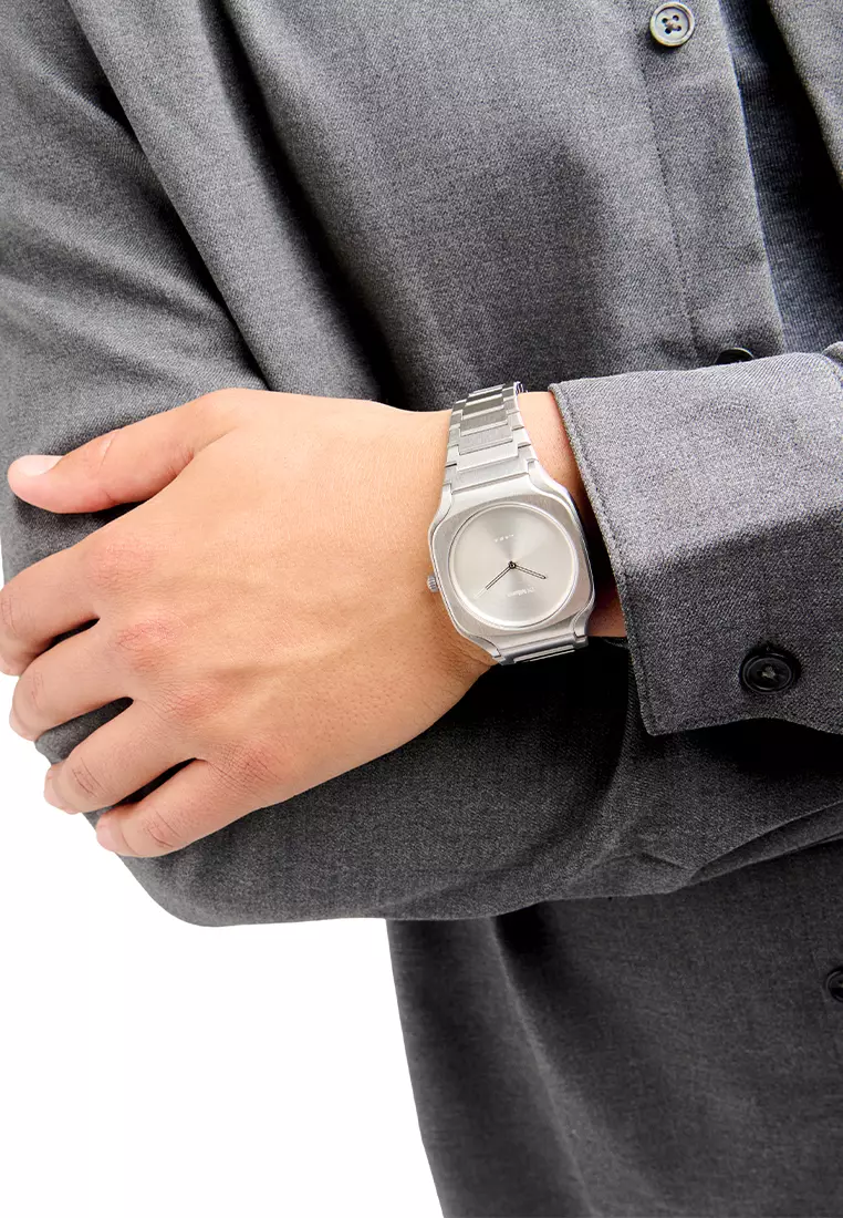 Grey Frame Square Bracelet Watch, 37 mm