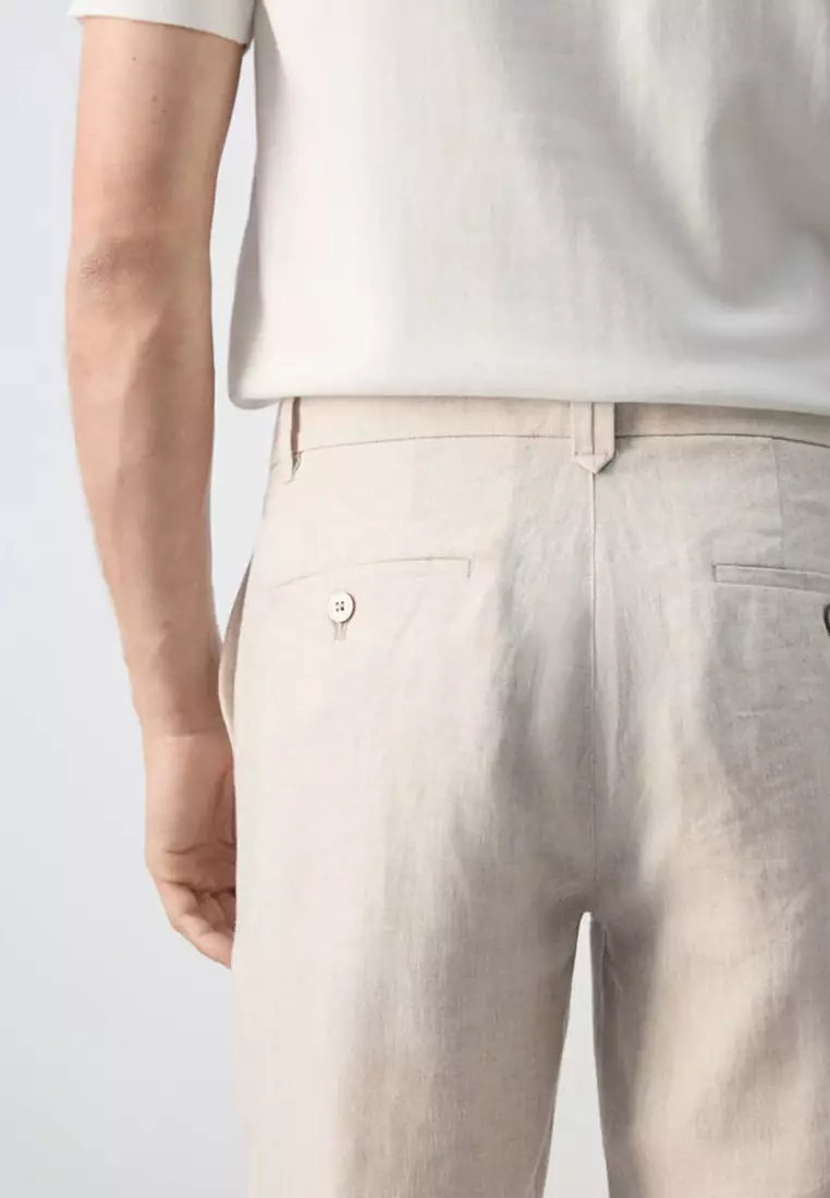 Slim-Fit 100% Linen Trousers
