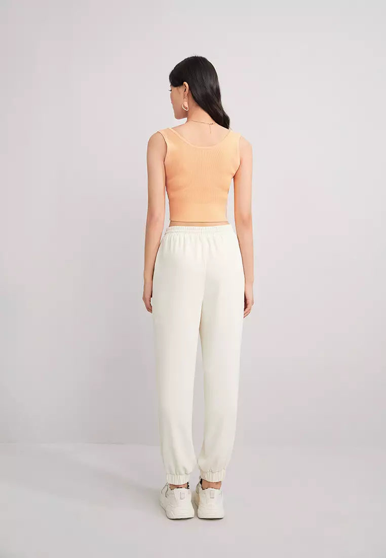 Elastic Waist Contrast Fold Jogger Pants