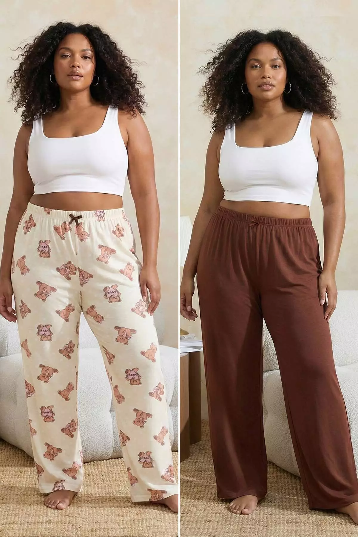 Ecru-Brown 2-Pack Knitted Pajama Bottoms Tbbaw26Ia00003