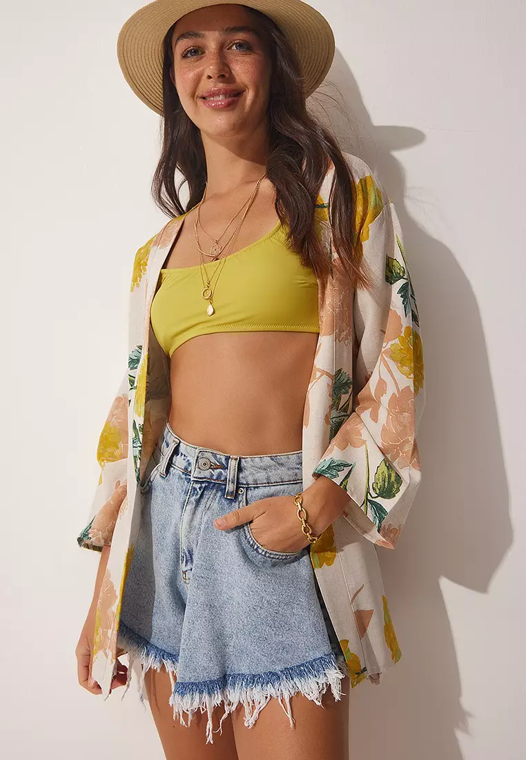 Patterned Beach Kimono Cardigan