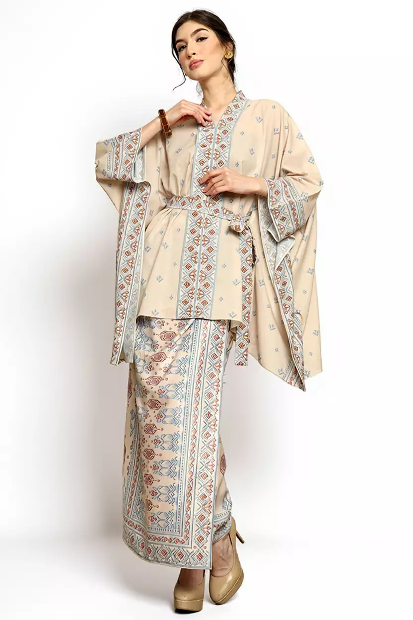 Kanzi Collection Songket Sarong Kebaya Belt Beige