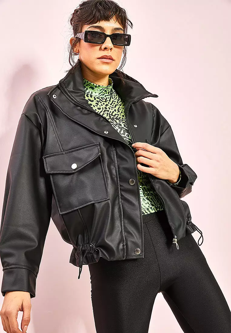 Leather Jacket with Large Pockets