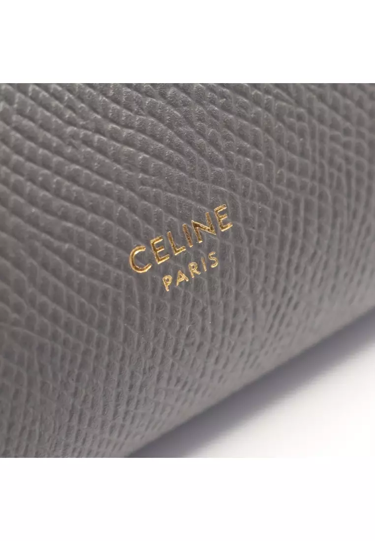 Pre-Loved Celine Small strap wallet Bi-fold wallet leather gray pink