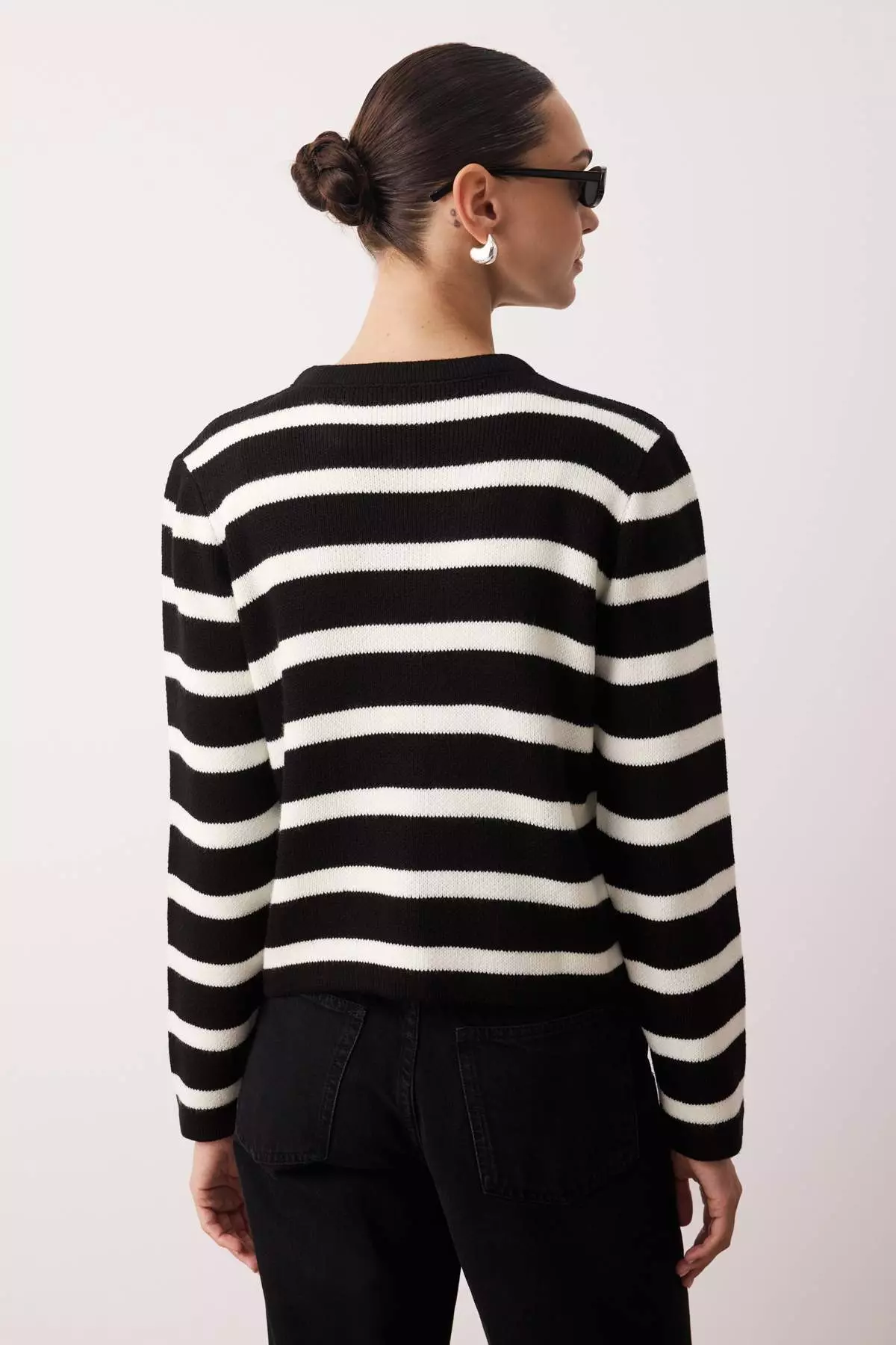 Black Basic Jacket Look Knitwear Cardigan