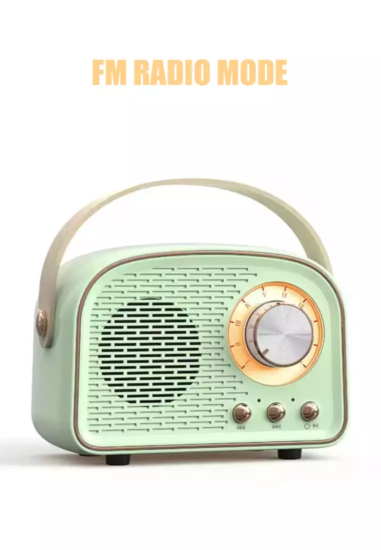 Value Deal  - 5s PRO MINI Wireless Earphones - Purple + Mini Wireless Bluetooth Retro Vintage Speaker - Green