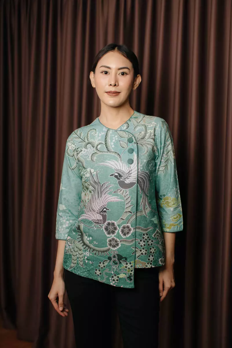 Namora Sage Green Blouse Batik Wanita Digital Print