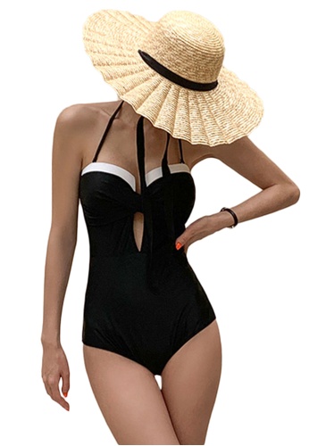 Sunnydaysweety black Sexy Halter Sling Covering Belly One-Piece Swimsuit A21071415 3B7E1US580C361GS_1