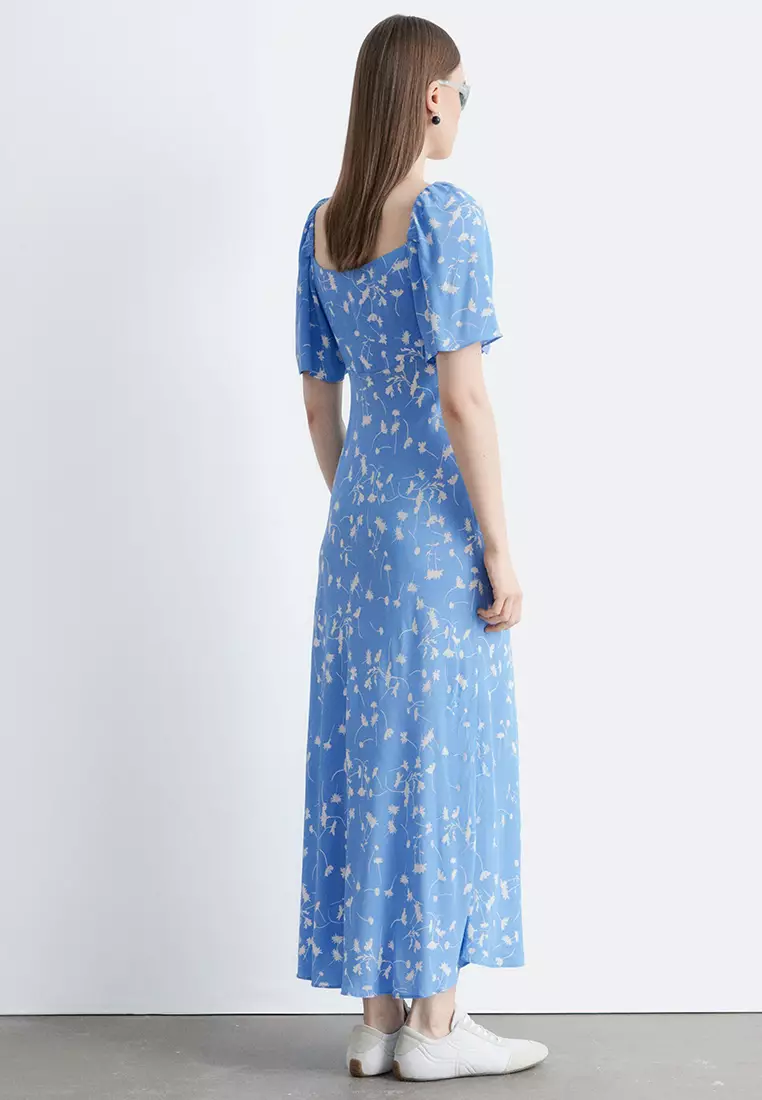 Flutter-Sleeve Midi Dress
